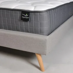 Lit FJORD 140x190 tissu + 1 sommier + 1 matelas CARLTON / Gris Clair