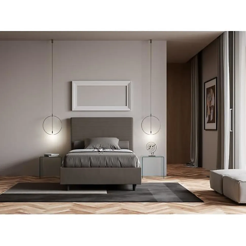 Lit Focus avec sommier rembourré 120x210 simili cuir cappuccino