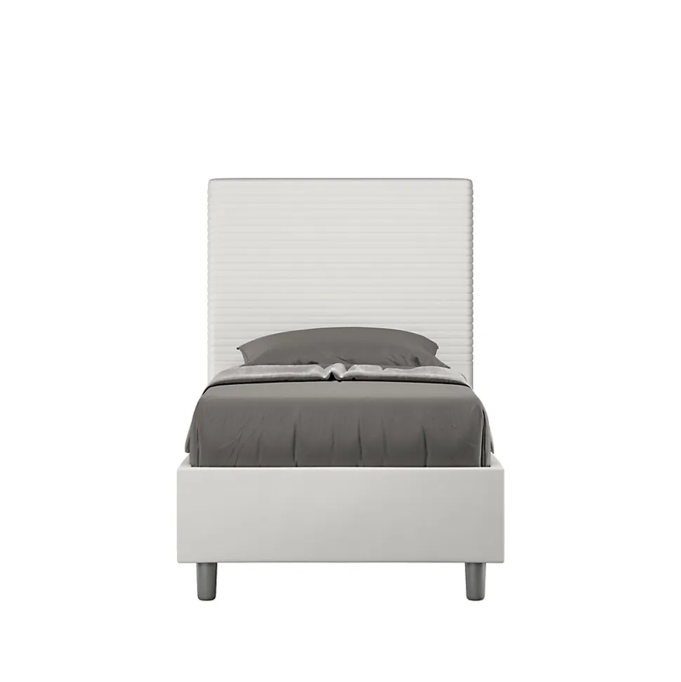 Lit Focus en simili cuir blanc sans sommier rembourré 80x210