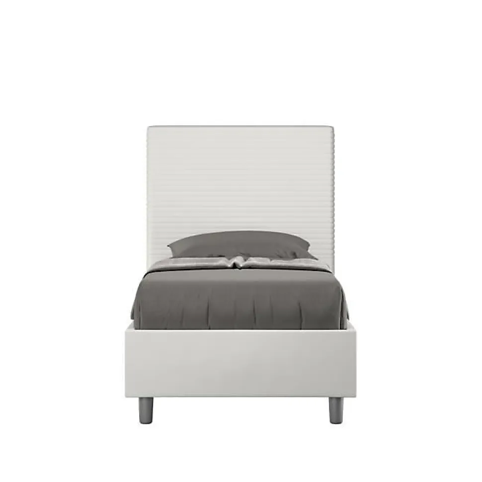 Lit Focus en simili cuir blanc sans sommier rembourré 80x210