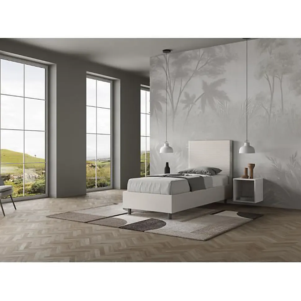 Lit Focus en simili cuir blanc sans sommier rembourré 80x210