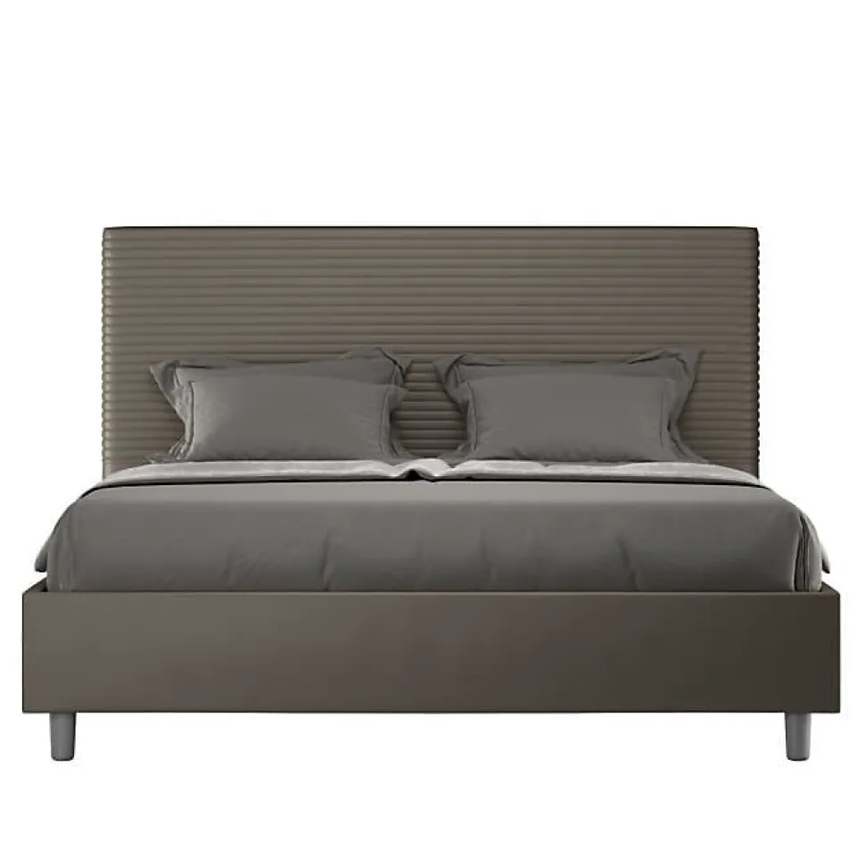 Lit Focus sans sommier rembourré 160x190 simili cuir cappuccino