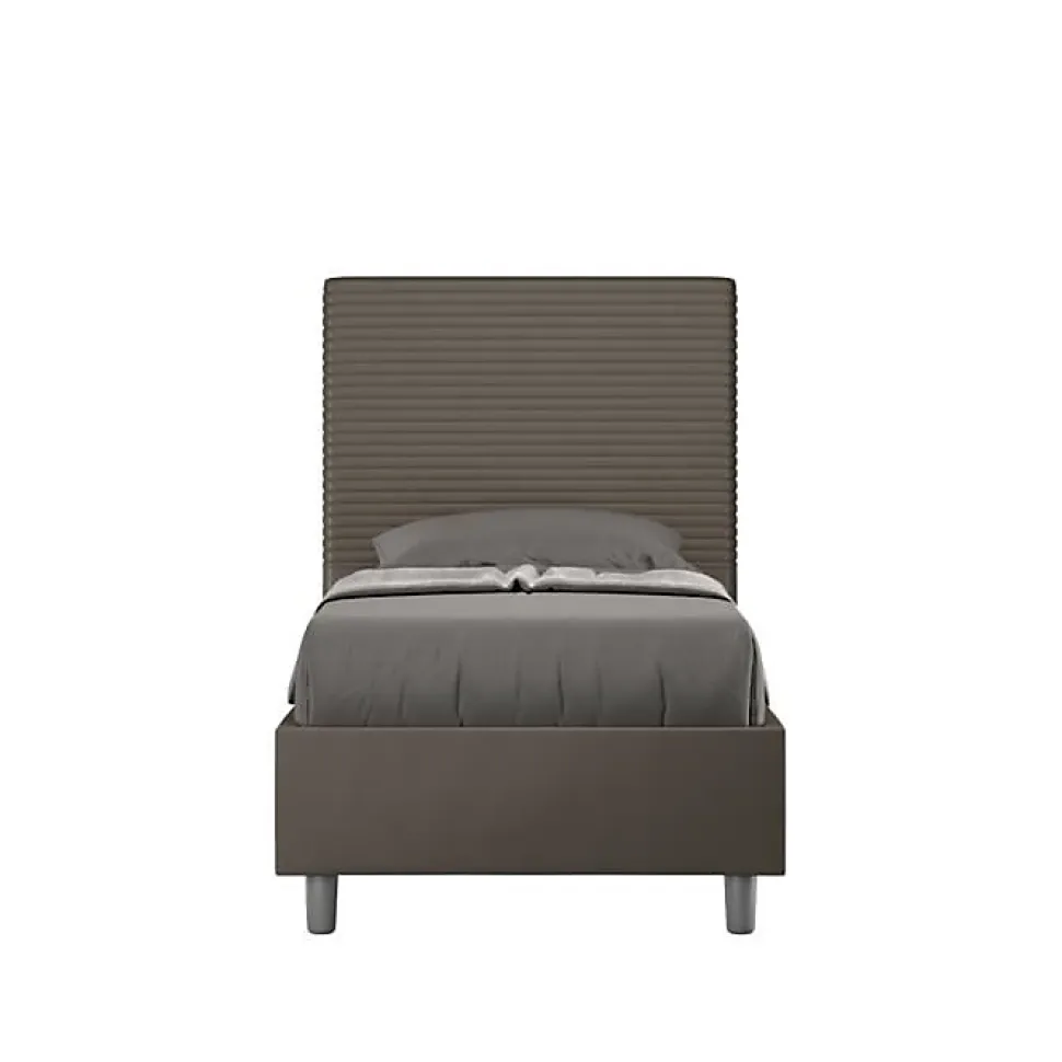 Lit Focus sans sommier rembourré 80x190 simili cuir cappuccino