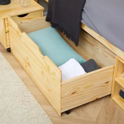 Lit fonctionnel SABRINA 90x190 cm, en pin massif naturel