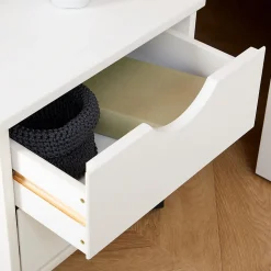 Lit fonctionnel SABRINA 90x190 cm, en pin massif lasuré blanc