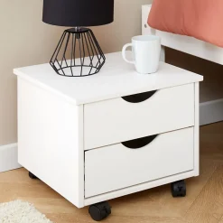 Lit fonctionnel SABRINA 90x190 cm, en pin massif lasuré blanc