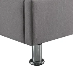 Lit futon double NIZZA, 140 x 190 cm, avec sommier, revêtement en tissu gris