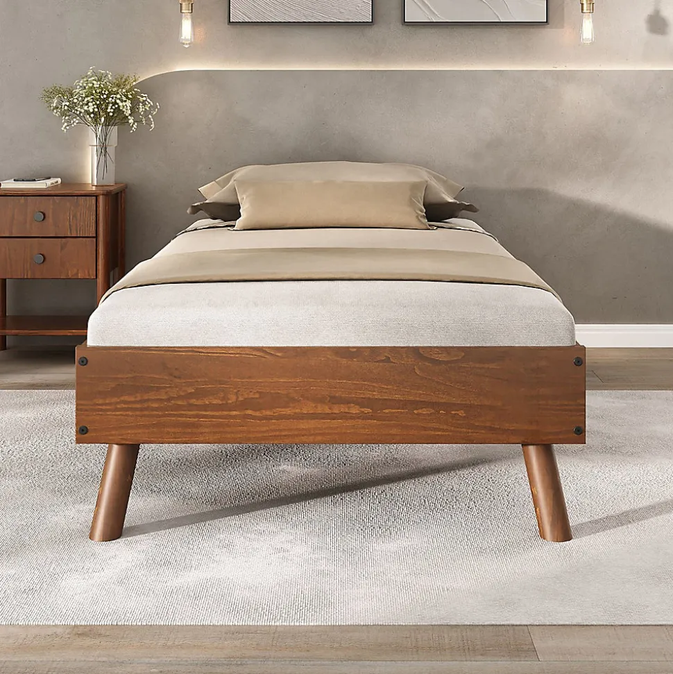 Lit futon KARRI 100 x 200 cm, en bois massif - Coloris châtaignier