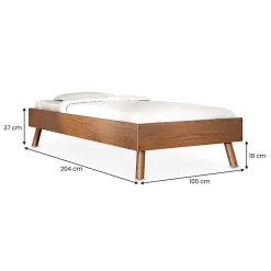 Lit futon KARRI 100 x 200 cm, en bois massif - Coloris châtaignier
