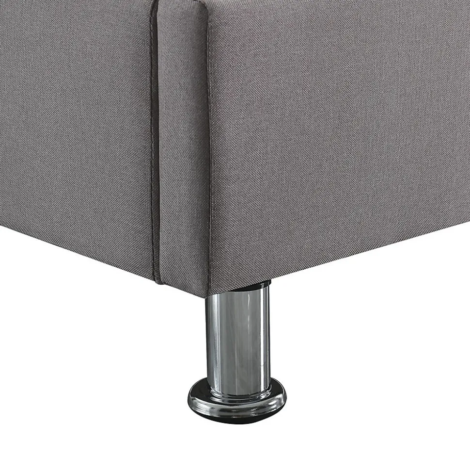 Lit futon simple NIZZA, 120 x 190 cm, avec sommier, revêtement en tissu gris