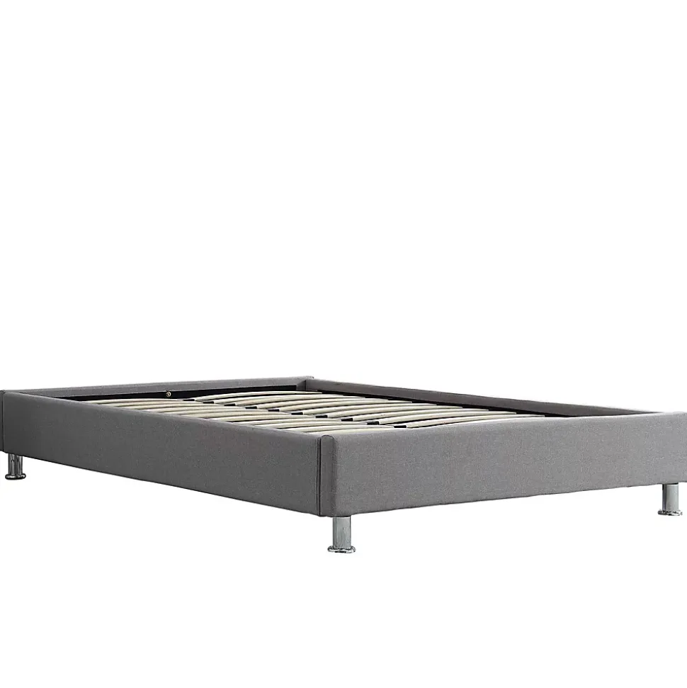 Lit futon simple NIZZA, 120 x 190 cm, avec sommier, revêtement en tissu gris