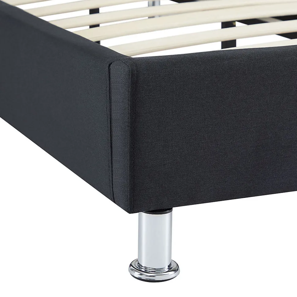 Lit futon simple NIZZA, 90 x 190 cm, avec sommier, revêtement en tissu noir