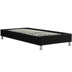 Lit futon simple NIZZA, 90 x 190 cm, avec sommier, revêtement en tissu noir