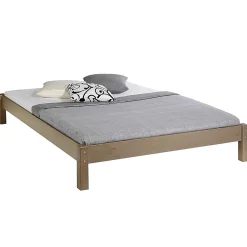 Lit futon TAIFUN, en pin massif, 140 x 190 cm, lasuré taupe