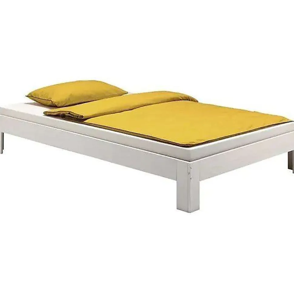 Lit futon THOMAS, en pin massif, 140 x 200 cm, lasuré blanc