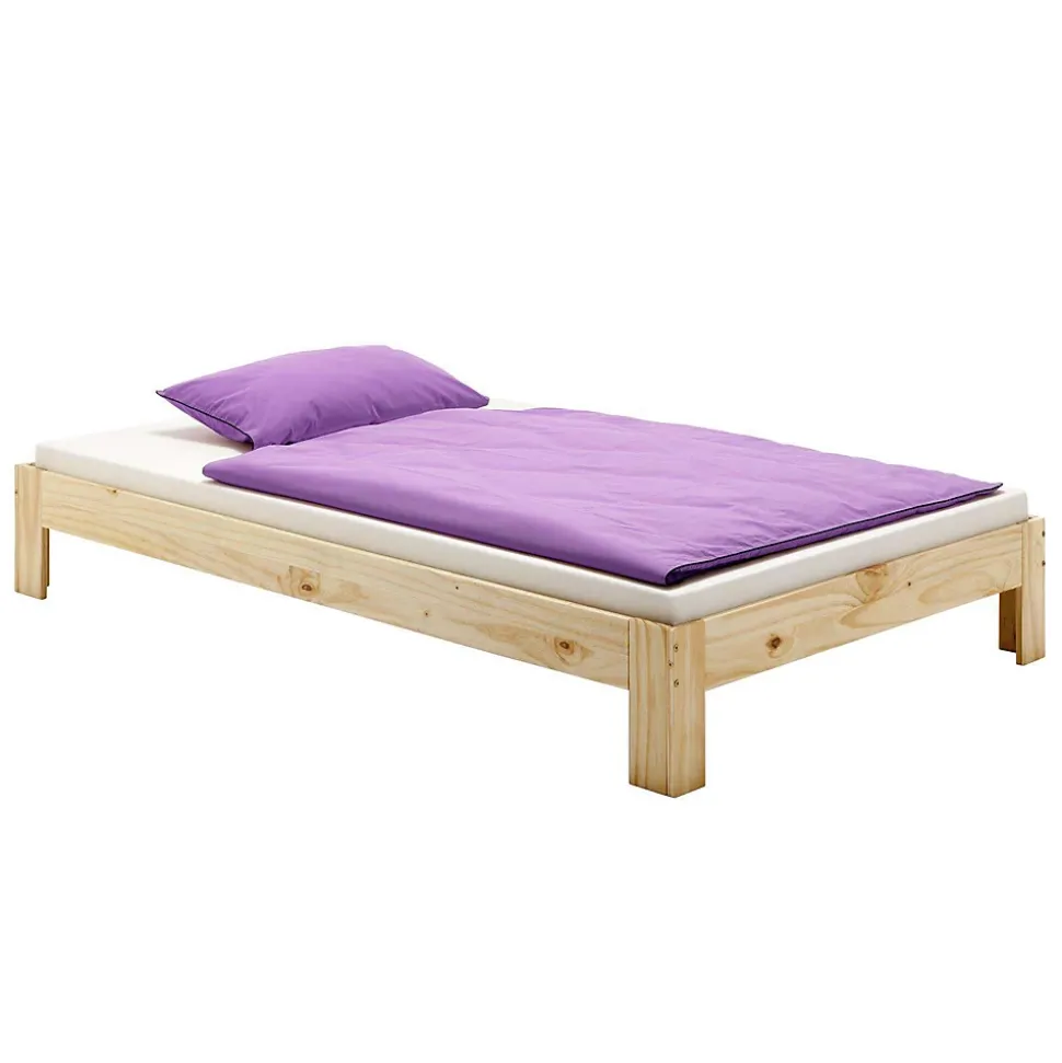 Lit futon THOMAS, en pin massif, 140 x 200 cm, vernis naturel