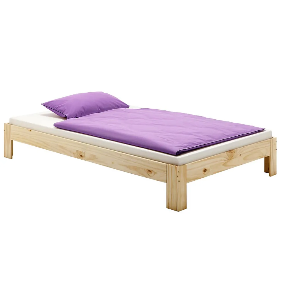 Lit futon THOMAS, en pin massif, 140 x 200 cm, vernis naturel