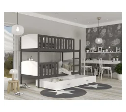 Lit futon THOMAS, en pin massif, 100 x 200 cm, lasuré blanc