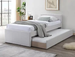 Lit gigogne 90 x 190 cm - Tissu - Beige - DORITALO