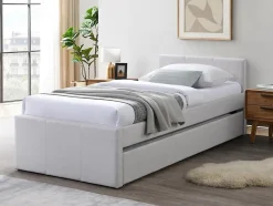 Lit gigogne 90 x 190 cm - Tissu - Beige - DORITALO