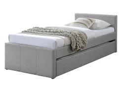 Lit gigogne 90 x 190 cm - Tissu - Gris - DORITALO