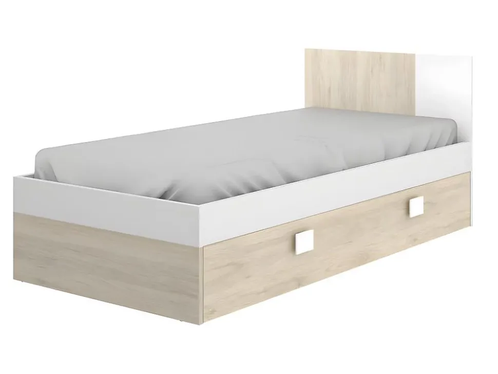 Lit gigogne 2 x 90 x 190 cm - Coloris : Naturel et blanc - SONIA