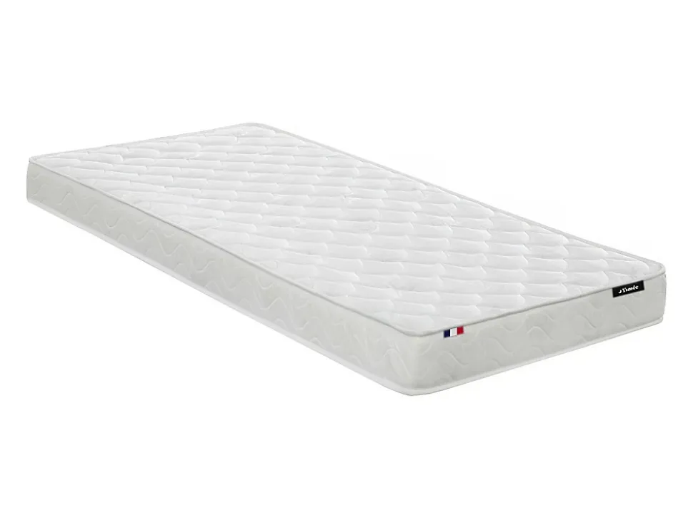 Lit gigogne 2 x 90 x 190 cm - Coloris : Naturel et blanc + matelas + sommier - SONIA