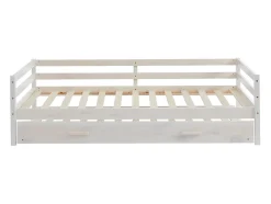 Lit gigogne AEDAN II - 2 x 90 x 190 cm - Pin massif et MDF - Blanchi