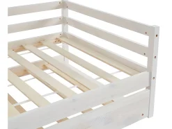 Lit gigogne AEDAN II - 2 x 90 x 190 cm - Pin massif et MDF - Blanchi