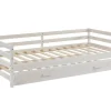 Lit gigogne AEDAN II - 2 x 90 x 190 cm - Pin massif et MDF - Blanchi + matelas