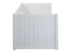 Lit gigogne banquette 90 x 190 ou 174 x 190 cm - Avec sommier peigne et tiroir - Pin et MDF - Blanc - ALFIERO II