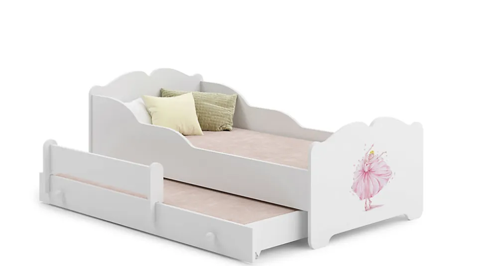 Lit gigogne blanc ARMONA - Princesse rose - 2 x 160 cm x 80 cm