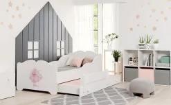 Lit gigogne blanc ARMONA - Princesse rose - 2 x 160 cm x 80 cm