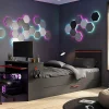 Lit gigogne gamer2 x 90 x 200 cm - Avec bureau - LEDs - Anthracite et rouge + Sommier - VOUANI