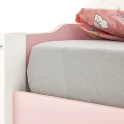 Lit gigogne LORENA en pin massif, 90 x 190 cm, lasuré blanc et rose