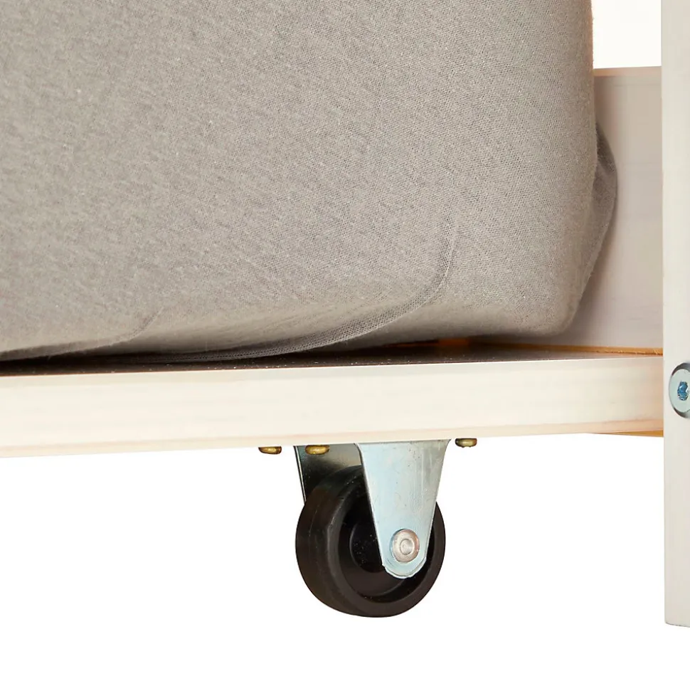 Lit gigogne LORENA en pin massif, 90 x 190 cm, lasuré blanc et rose