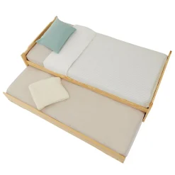 Lit gigogne LORENA en pin massif, 90 x 190 cm, vernis naturel et blanc