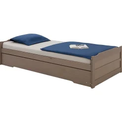 Lit gigogne LORENA en pin massif, 90 x 190 cm, lasuré taupe