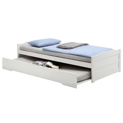 Lit gigogne LORENA en pin massif, 90 x 190 cm, lasuré blanc