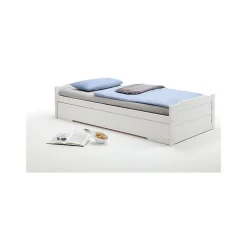 Lit gigogne LORENA en pin massif, 90 x 190 cm, lasuré blanc