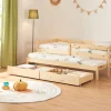 Lit gigogne pour enfant Sonkajärvi avec 2 tiroirs bois de pin 90 x 200 cm naturel en.casa