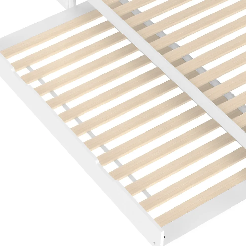 Lit Gigogne 90x200 cm - avec Lit Tiroir 90x190 cm et Rangement, Lit Multifonction Bois Kiefernholz + MDF + Plywood - Blanc