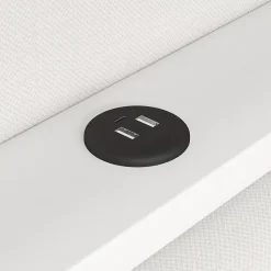 Lit gigogne 90x200 cm - Lit simple avec port USB et bande LED - Bois - Sans matelas - Blanc