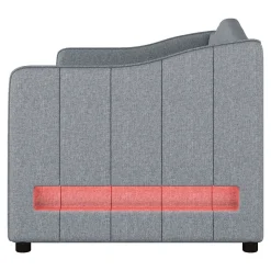 Lit gigogne 90x200 cm - Lit simple avec lit tiroir et sommier à lattes - Lin + MDF - Sans matelas - Gris