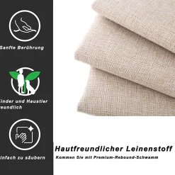 Lit gigogne 90x200 cm - Lit simple enfant avec tiroirs et lit d'appoint, sans matelas - Revêtement en lin, Beige