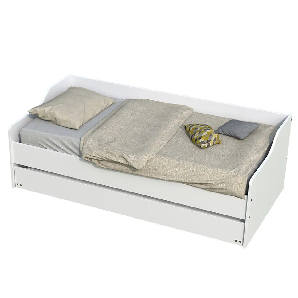 Lit gigogne 90x190cm blanc SWITY Blanc inclus sommier et 1 tiroir lit