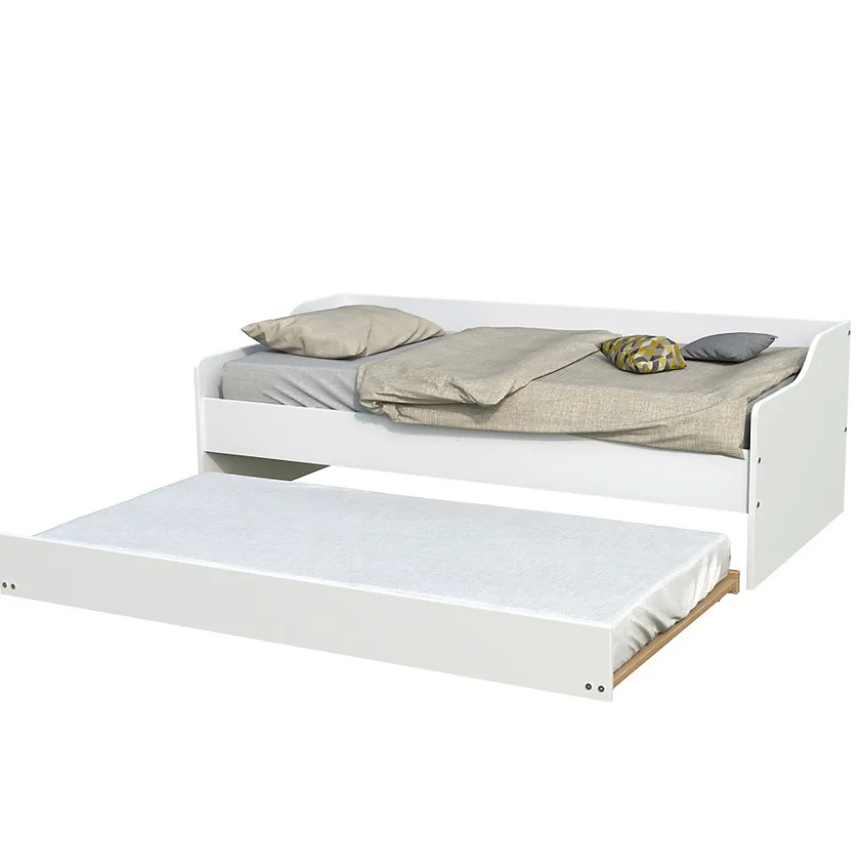 Lit gigogne 90x190cm blanc SWITY Blanc inclus sommier et 1 tiroir lit