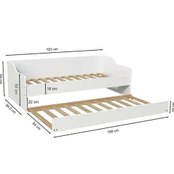 Lit gigogne 90x190cm blanc SWITY Blanc inclus sommier et 1 tiroir lit