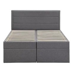 Lit Haut 140x200cm, Métal, Bureau avec Rangement, Noir