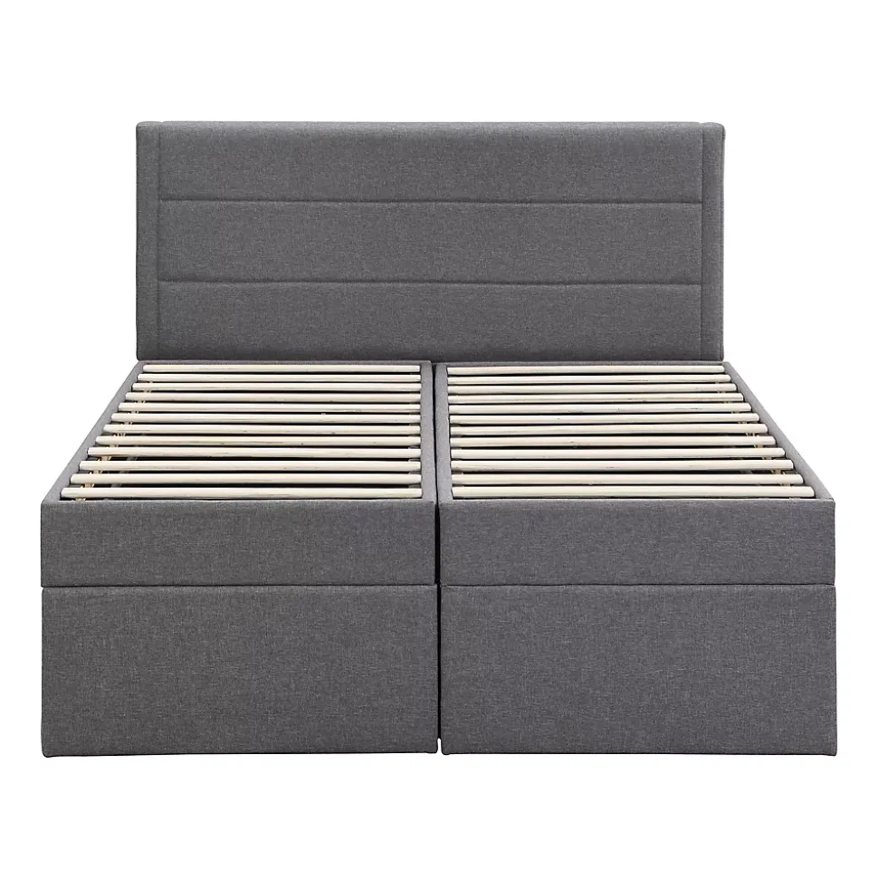 Lit Haut 140x200cm, Métal, Bureau avec Rangement, Noir